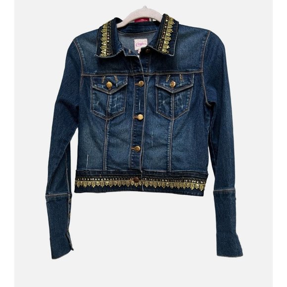 Candie's Jean Jacket Gold Trim and Buttons Size Junior Medium - Picture 1 of 8